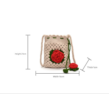 Hand-Crocheted flower Bucket crossbody Bag