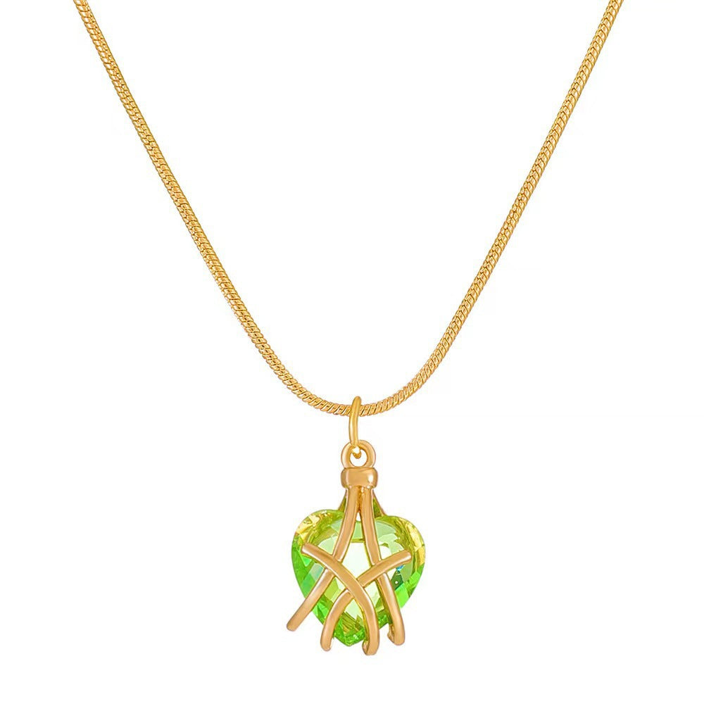 Valentine's Heart gemstone necklace Birthstone Necklace