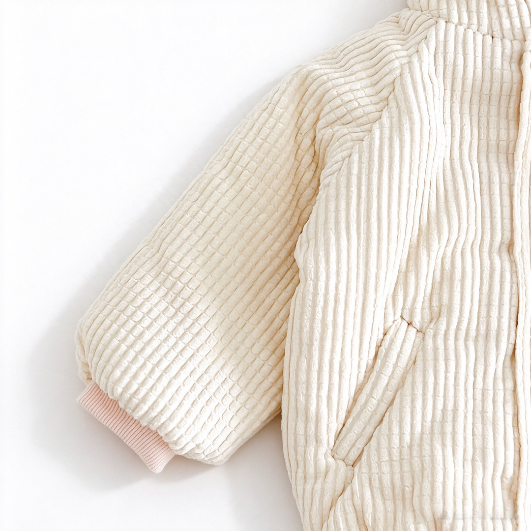 Baby Corduroy Bear Ear Hooded Quilted Jacket Coat