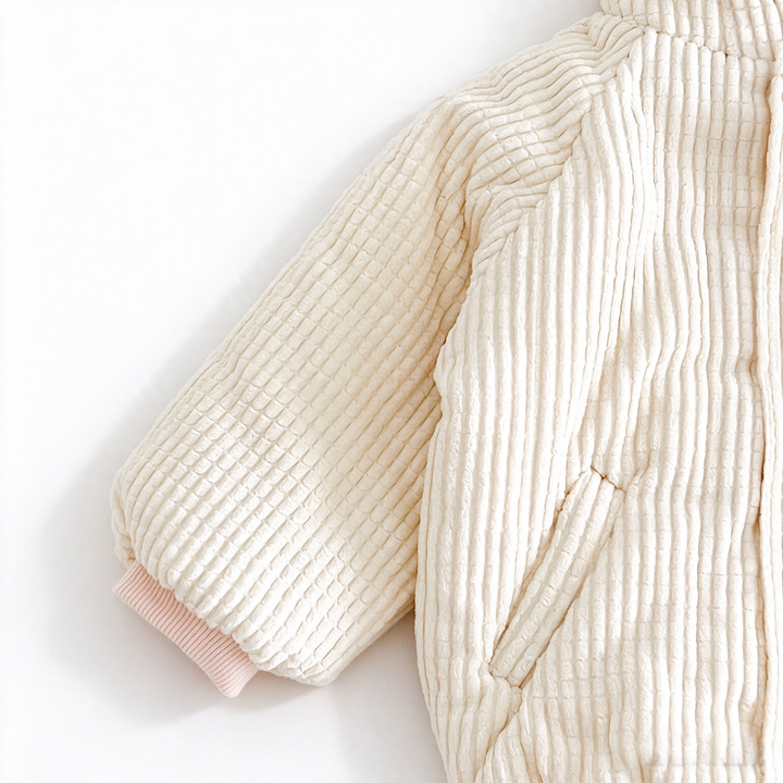 Baby Corduroy Bear Ear Hooded Quilted Jacket Coat