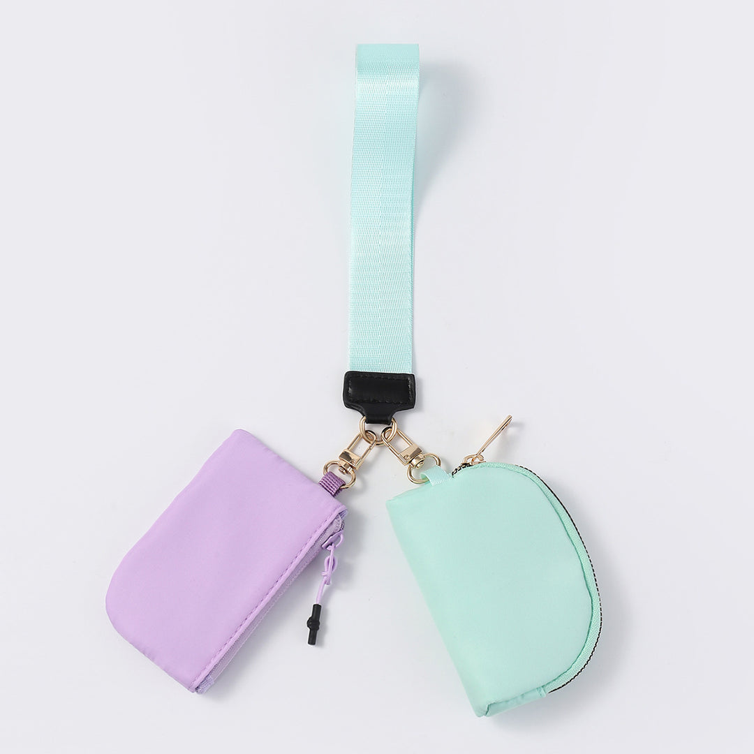 Dual Pouch Wristlet Portable Mini Coin Purse-teal