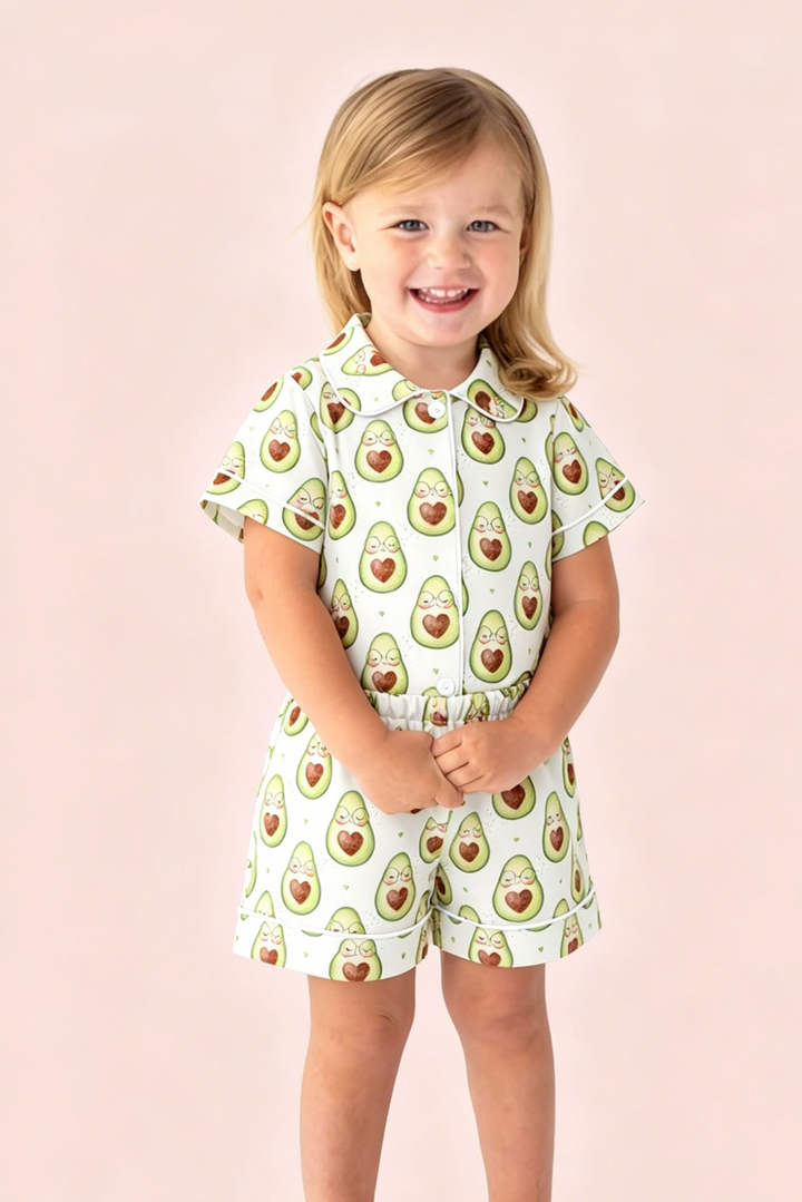 Girls Summer fruit-themed printed Soft Pajama Set