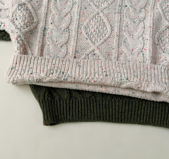 Girls Cable Knit Speckled Pullover Sweater &amp; Matching Knit Pants Outfits