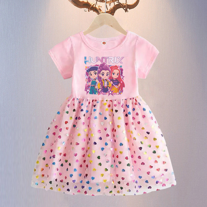 Girls'huntr/x inspired short-sleeved tutu sequin dress