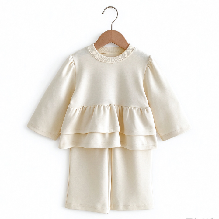 Baby Girls Double Tiered Ruffle Peplum Top &amp; Pants Set