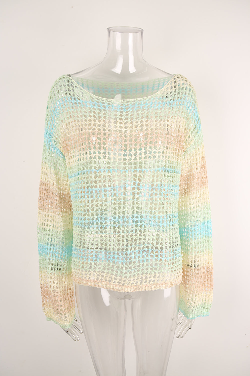 Summer Off Shoulder Crochet Knit Shirt Beach Cover Up