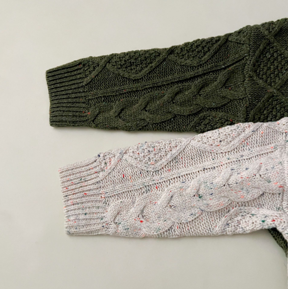 Girls Cable Knit Speckled Pullover Sweater &amp; Matching Knit Pants Outfits