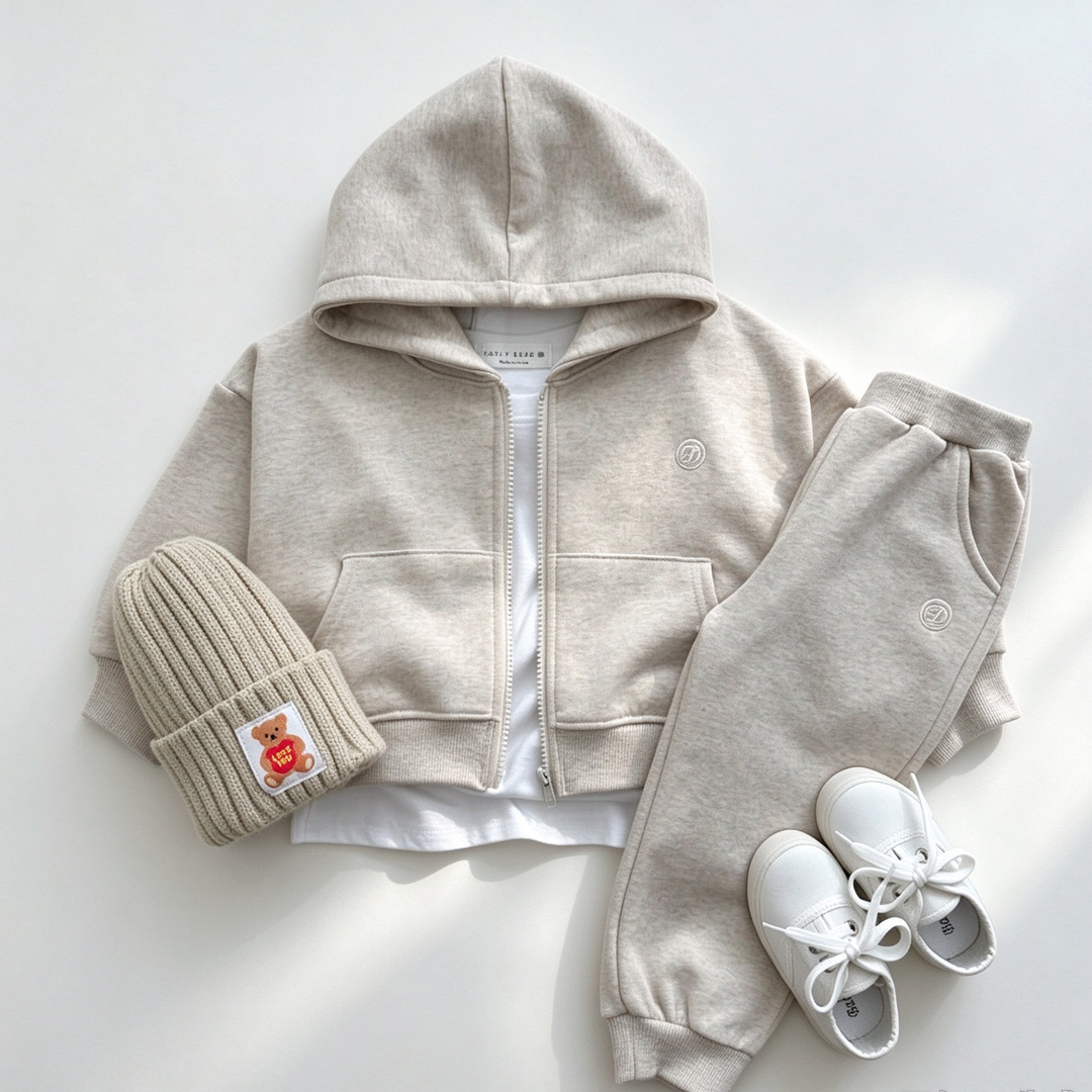 Zip-Up Hoodie Jacket &amp; Sweatpant 2PCS Set for Boys and Girls