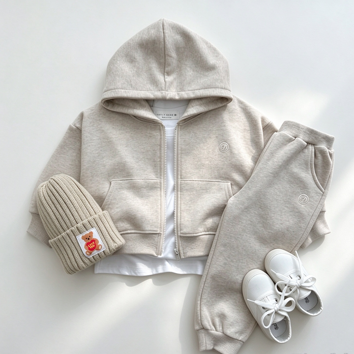 Zip-Up Hoodie Jacket &amp; Sweatpant 2PCS Set for Boys and Girls