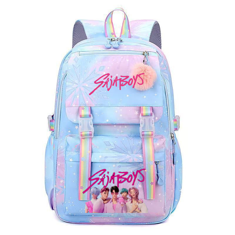 KDH K-pop inspired large-capacity student backpacks-blue