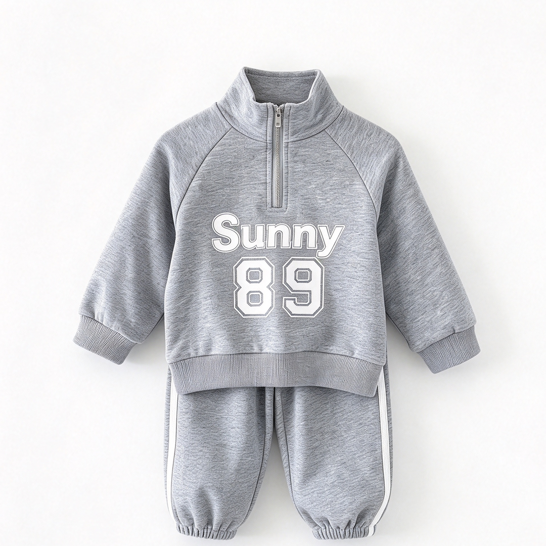 Kids Grey Sunny 89 Print Sweatshirt and Pants Set
