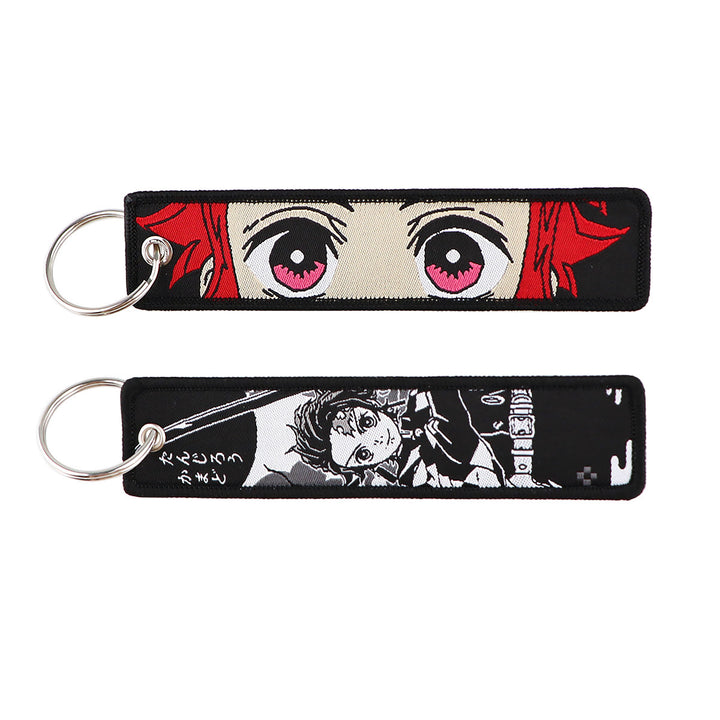 Demon Slayer Woven Label Fabrics keychain bag pendant