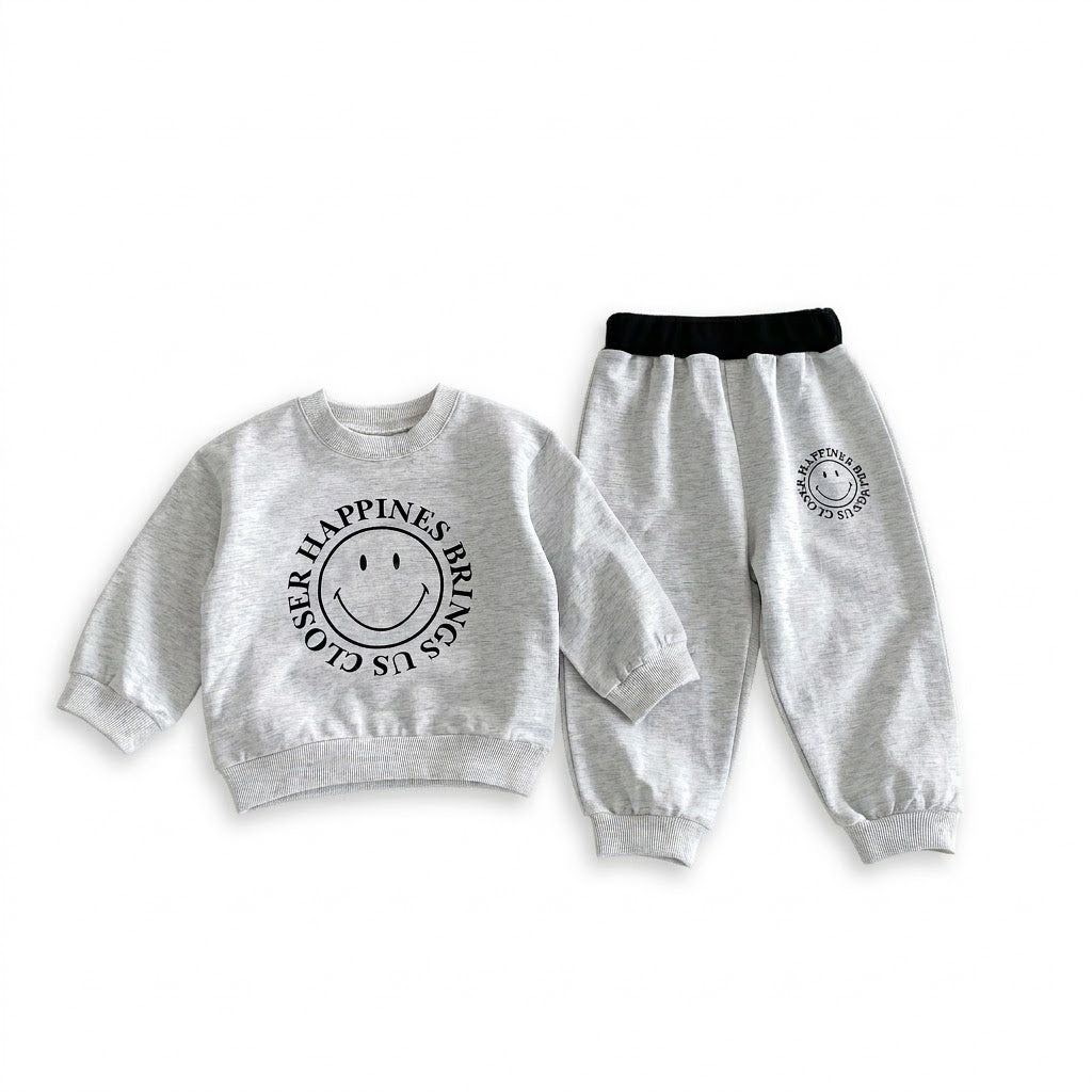 Baby Boys Letter Smile Print Long-Sleeved Sweater Pants Suit