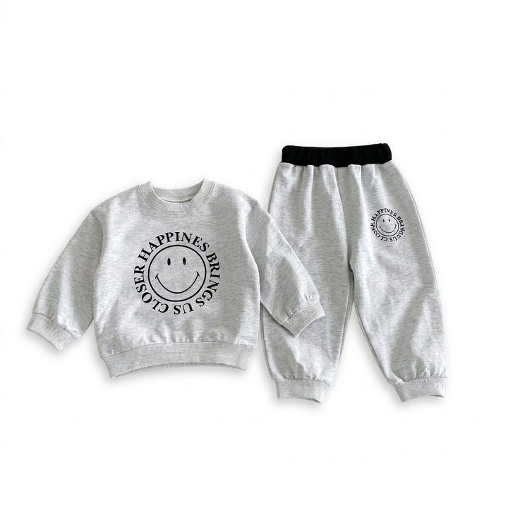 Baby Boys Letter Smile Print Long-Sleeved Sweater Pants Suit