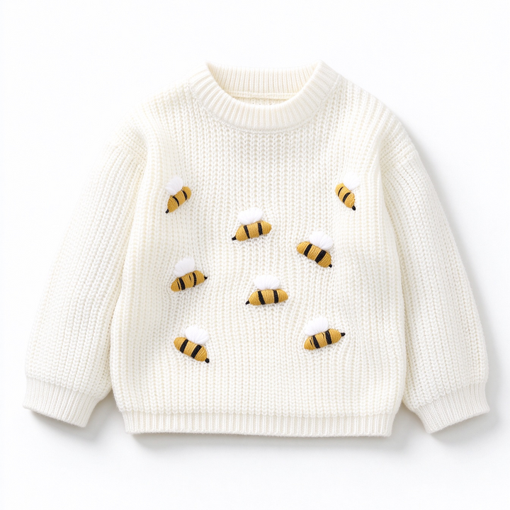 Baby Girl Little Bee Embroidery Knitted Sweater