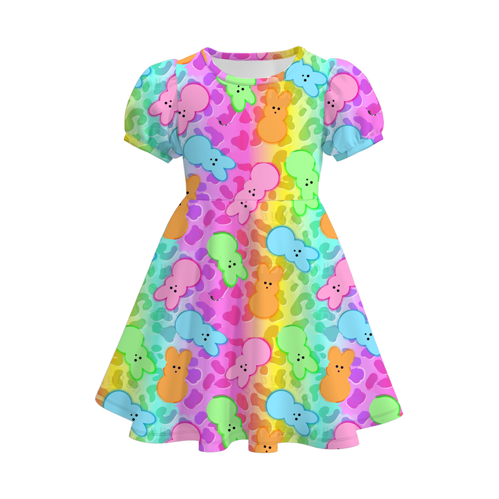 Easter bunny twirl dress with puff sleeve