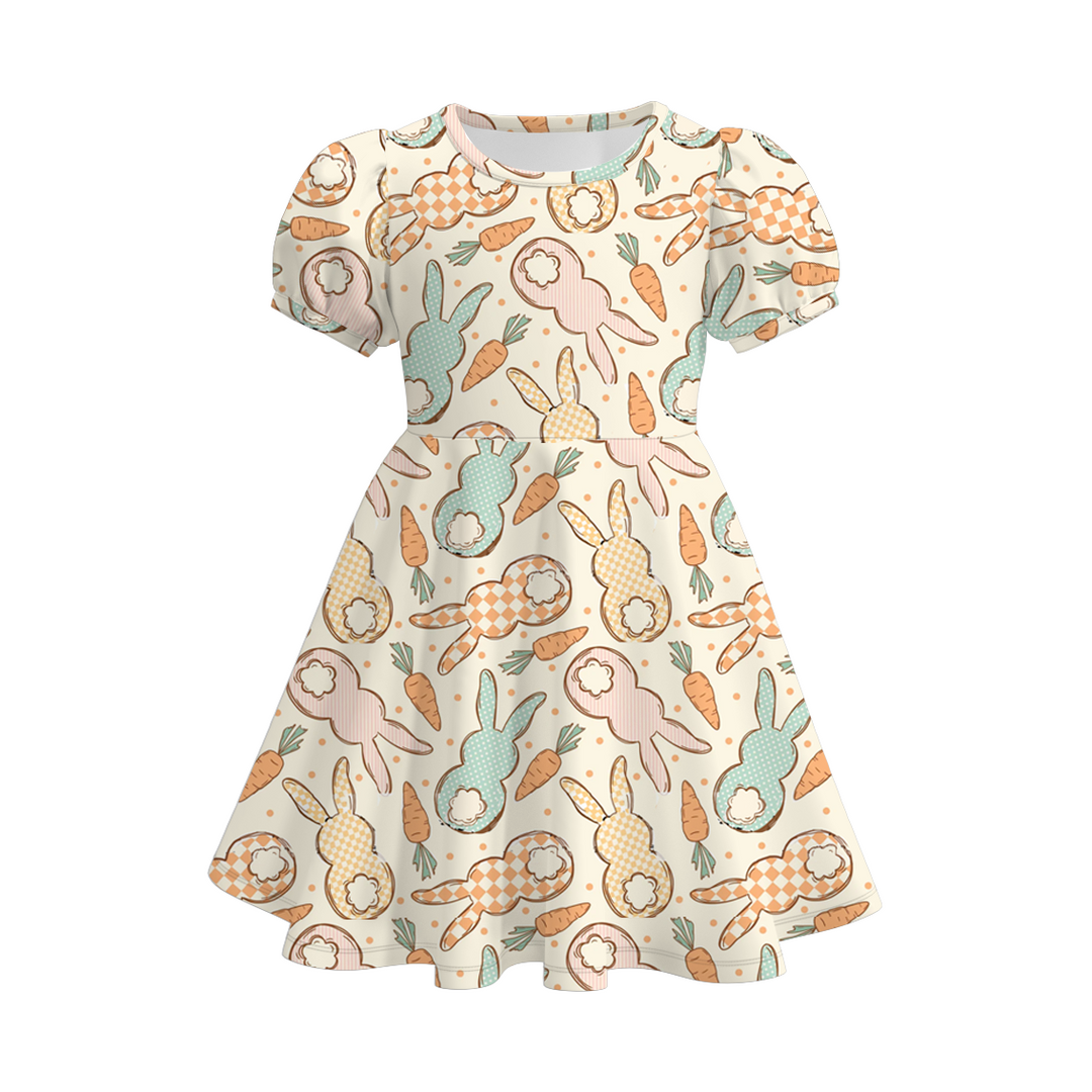 Easter bunny twirl dress with puff sleeve