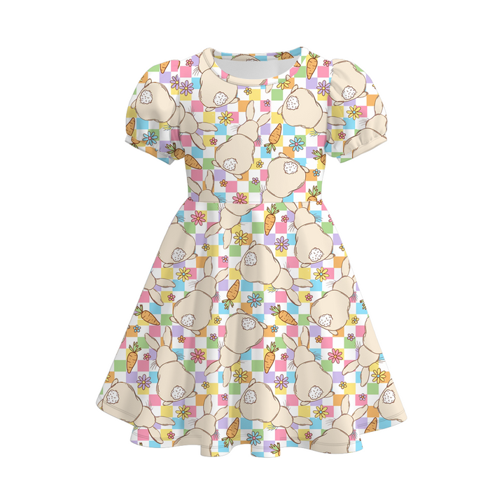 Easter bunny twirl dress with puff sleeve