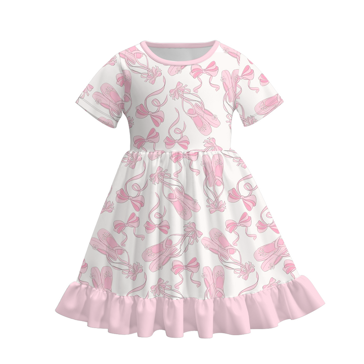 Floral twirl dress with ruffle hem for girls