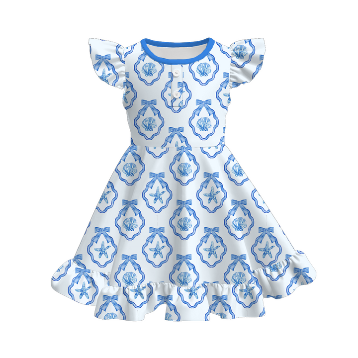 Summer marine theme ruffle twirl dress for girls
