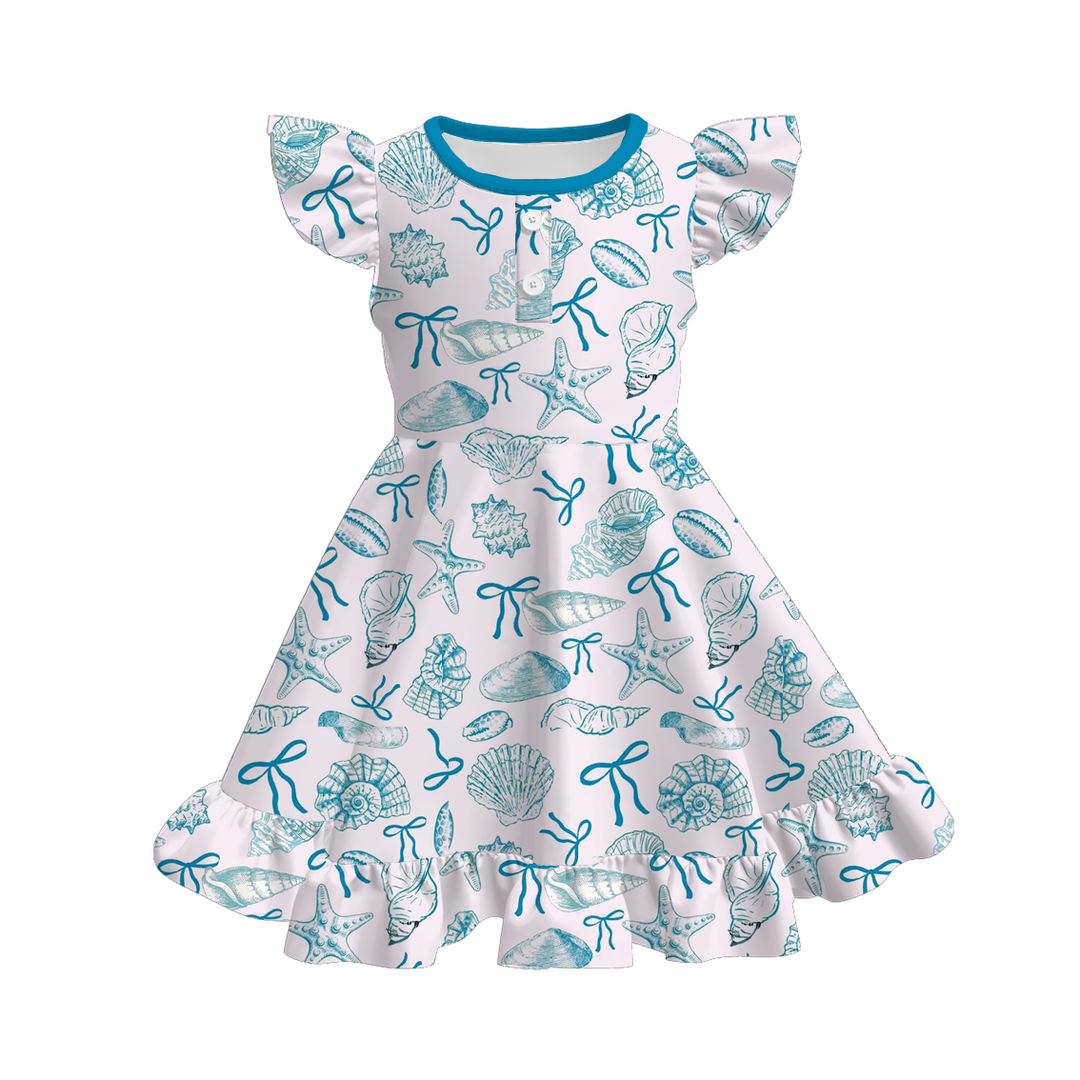 Summer marine theme ruffle twirl dress for girls
