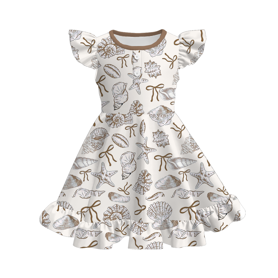 Summer marine theme ruffle twirl dress for girls