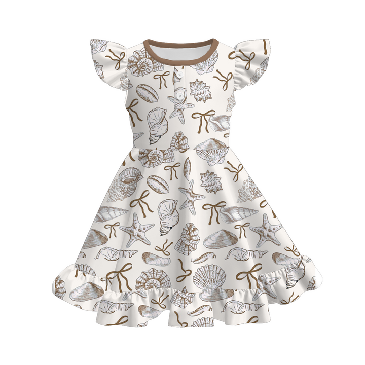 Summer marine theme ruffle twirl dress for girls
