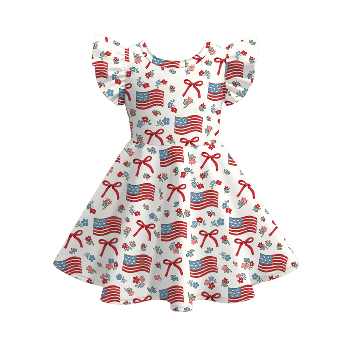 4th of July patriotic ruffle twirl dress for girls