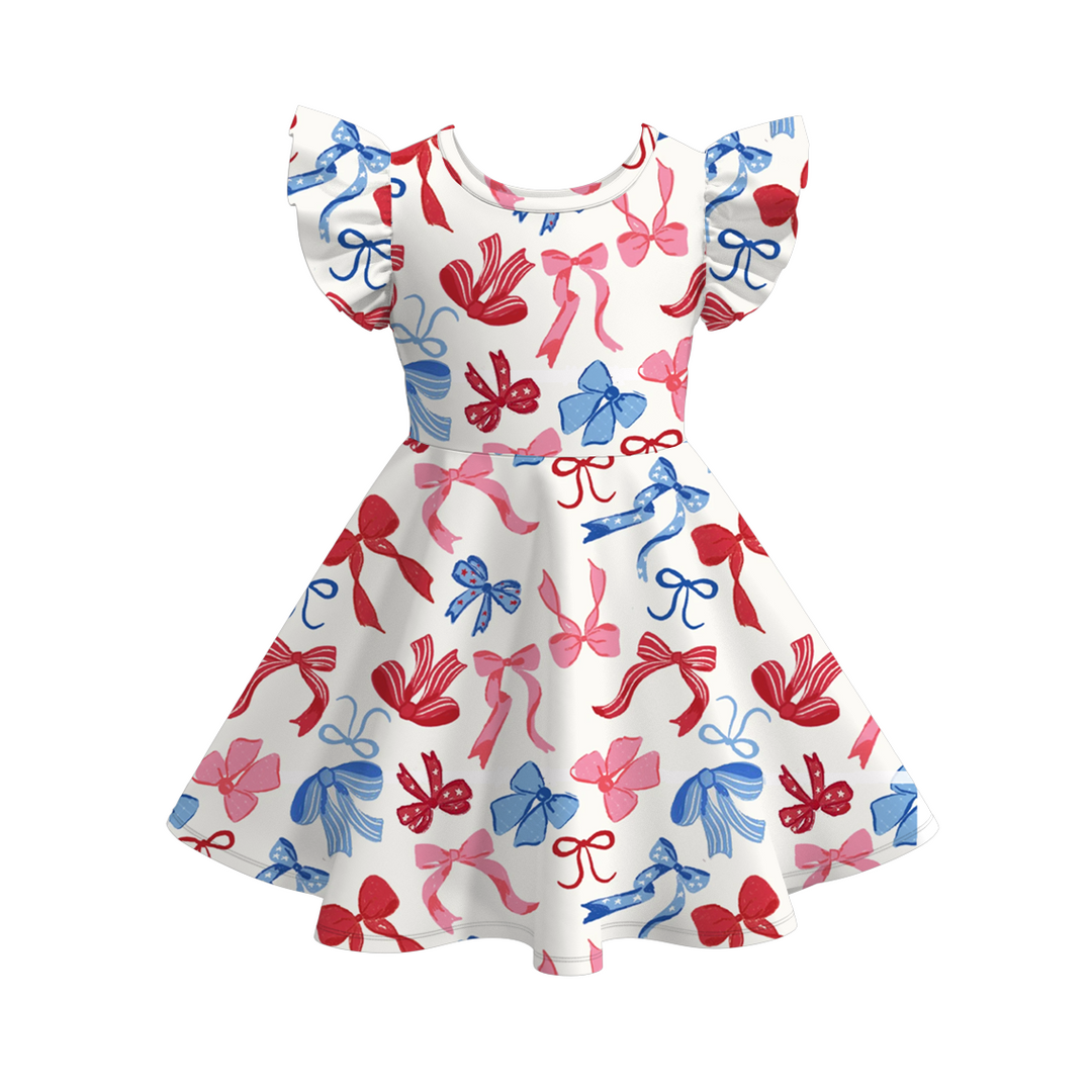 4th of July patriotic ruffle twirl dress for girls
