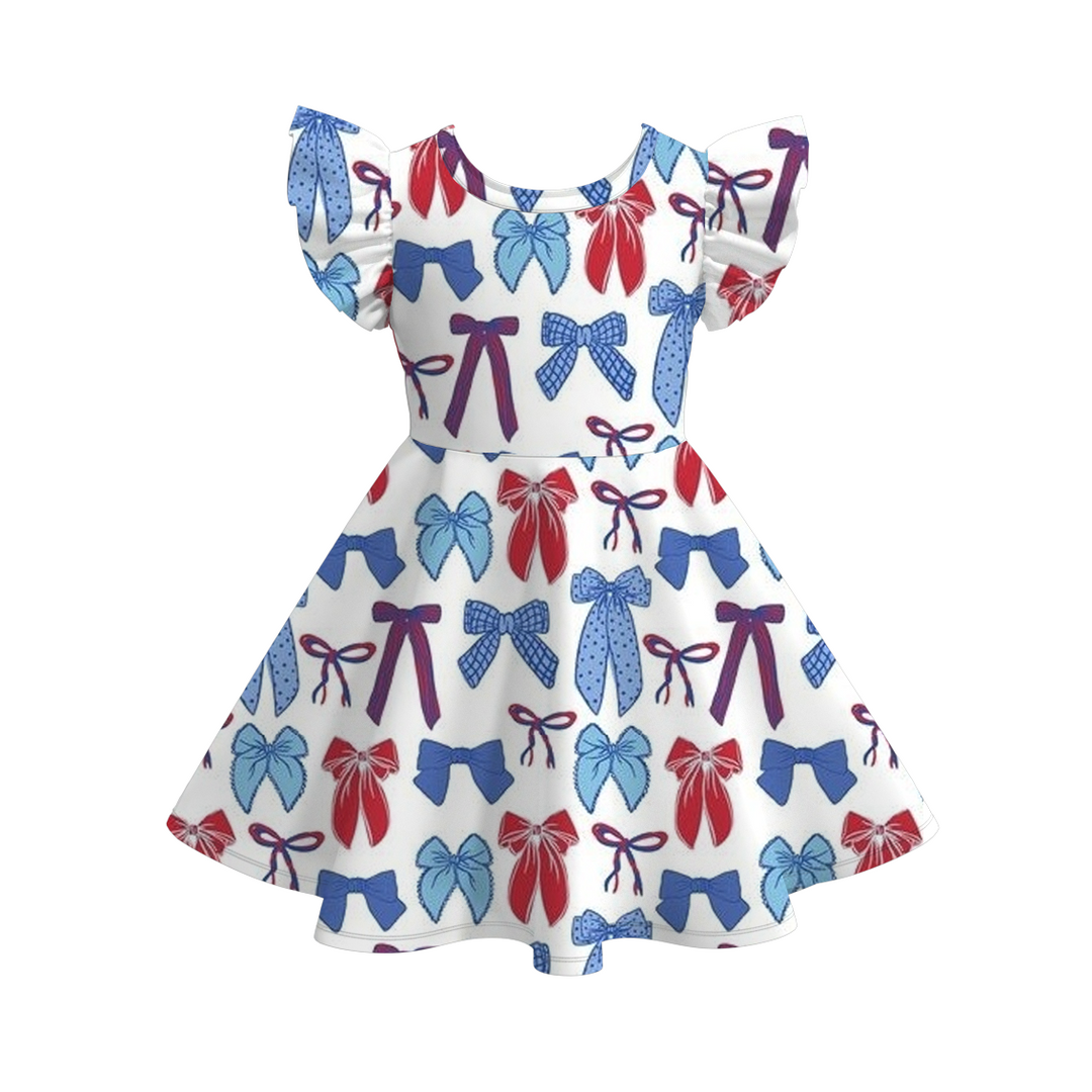 4th of July patriotic ruffle twirl dress for girls