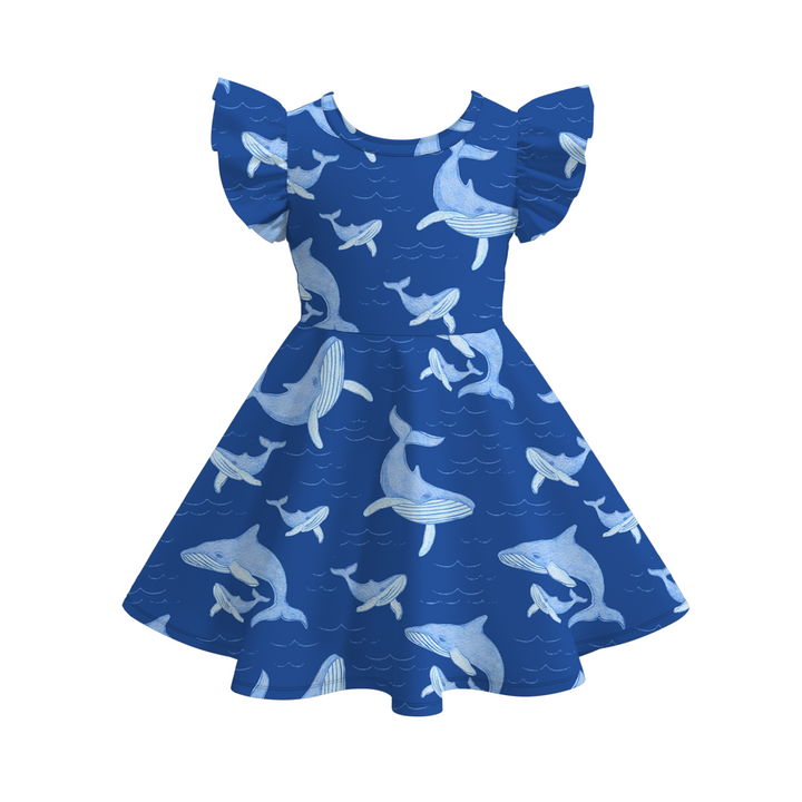 4th of July patriotic ruffle twirl dress for girls