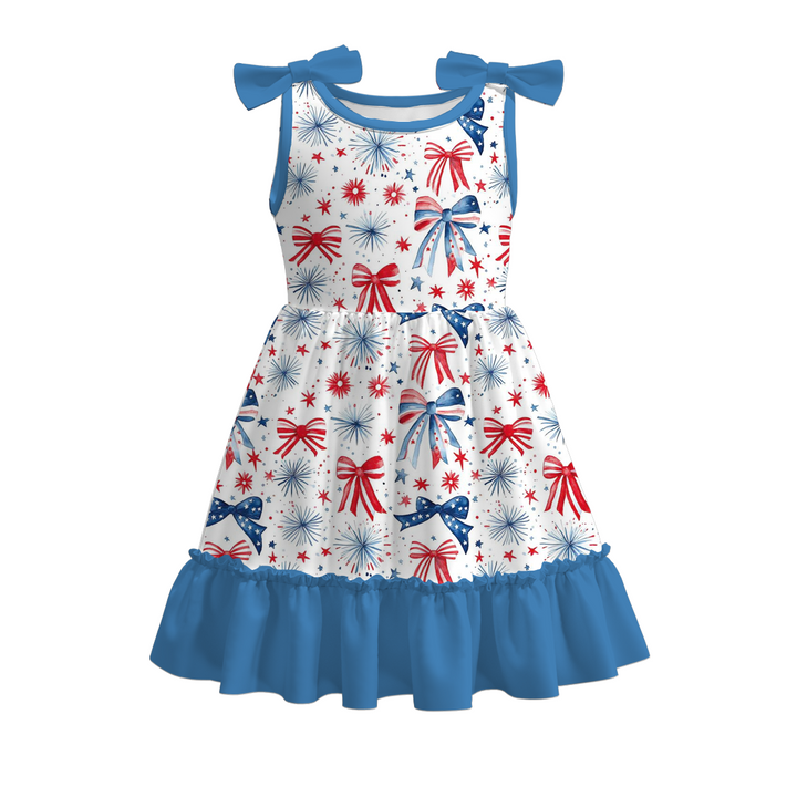 4th of July patriotic ruffle twirl dress for girls