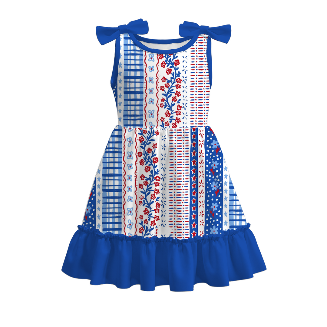 4th of July patriotic ruffle twirl dress for girls