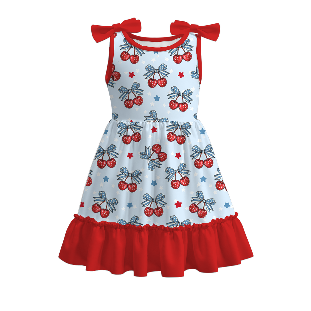 4th of July patriotic ruffle twirl dress for girls