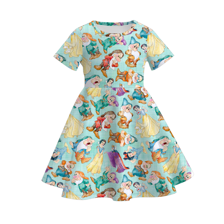 Girls summer cartoon printed twirly dress