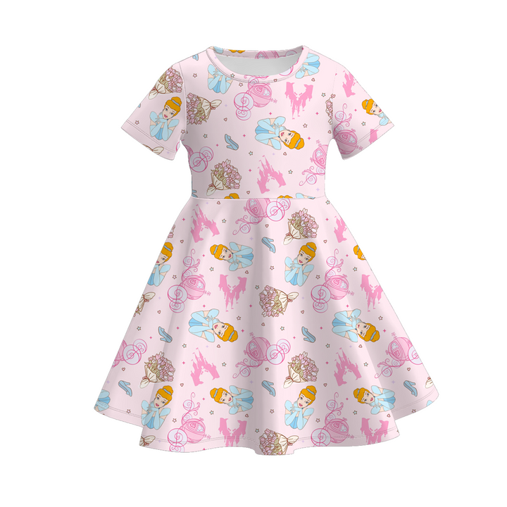 Girls summer cartoon printed twirly dress