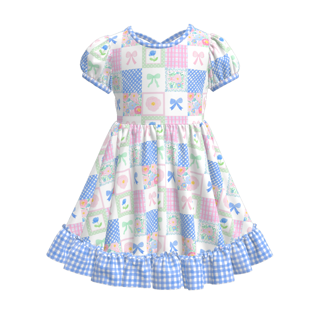 Girls ruffle princess twirl dress with puff sleeve