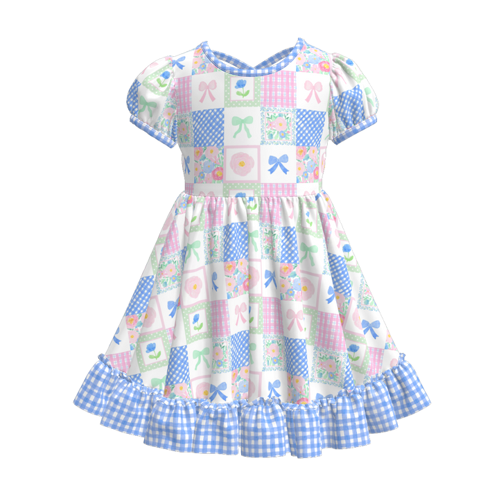 Girls ruffle princess twirl dress with puff sleeve