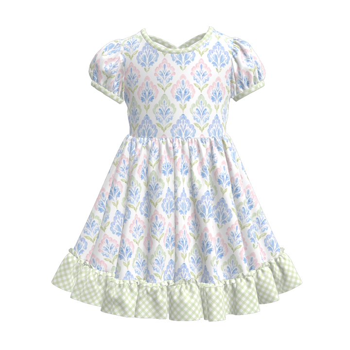 Girls ruffle princess twirl dress with puff sleeve