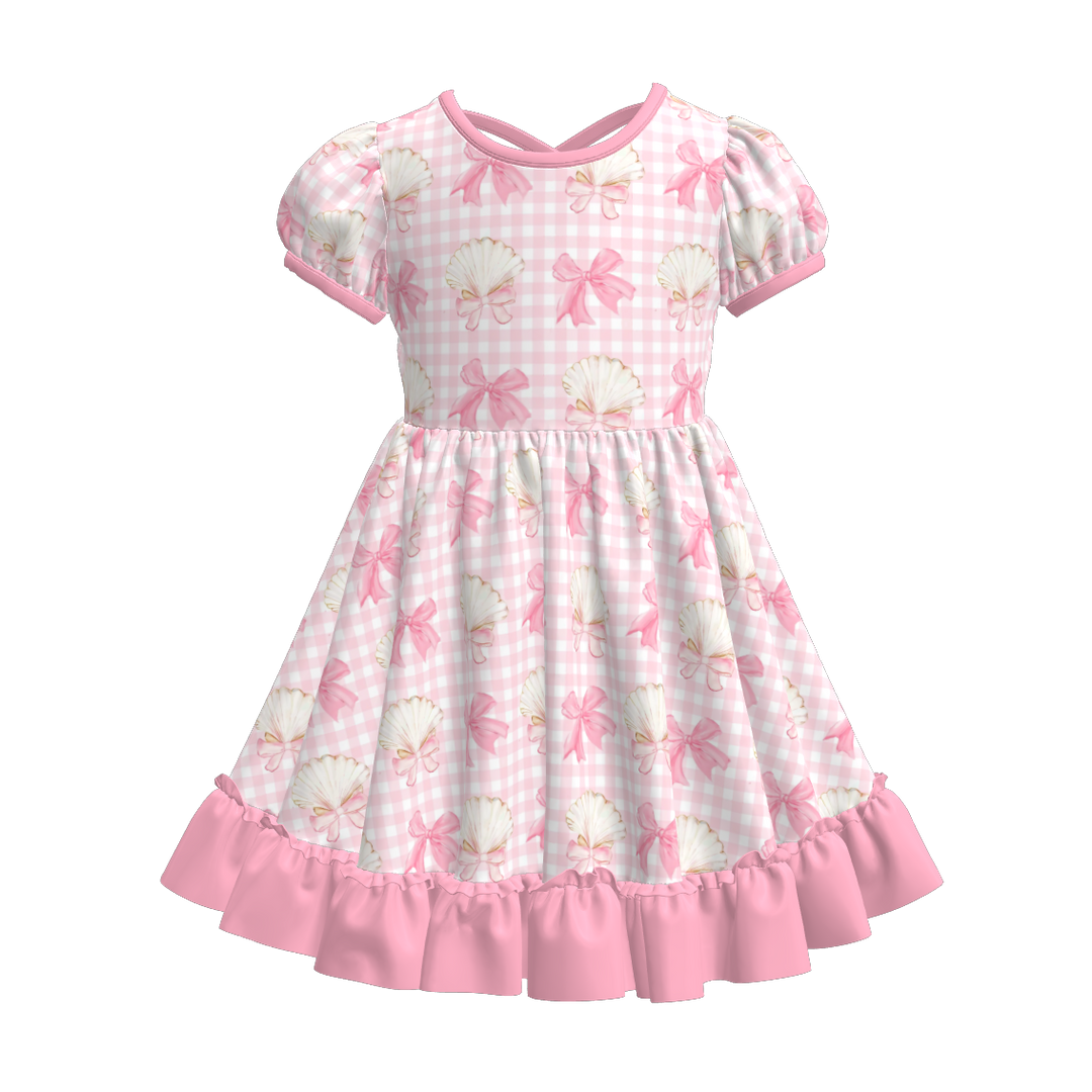 Girls ruffle princess twirl dress with puff sleeve
