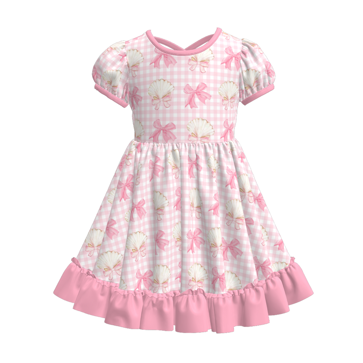 Girls ruffle princess twirl dress with puff sleeve