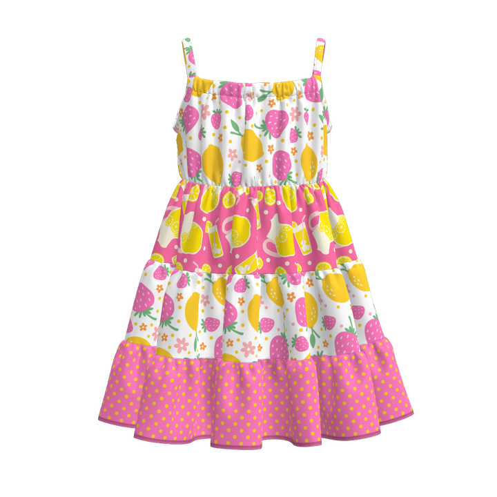 Girls Floral Paneled suspender dress
