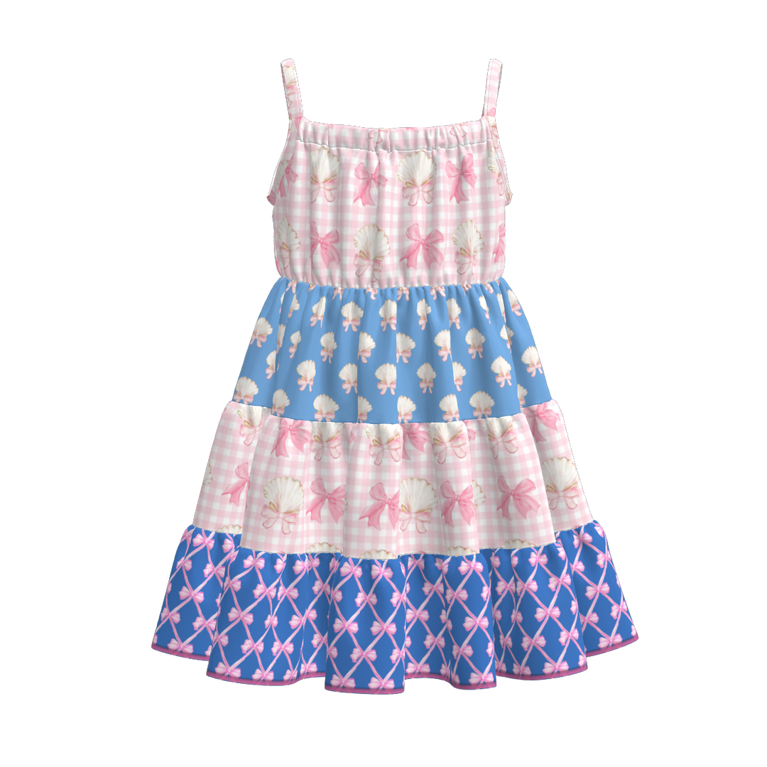 Girls Floral Paneled suspender dress