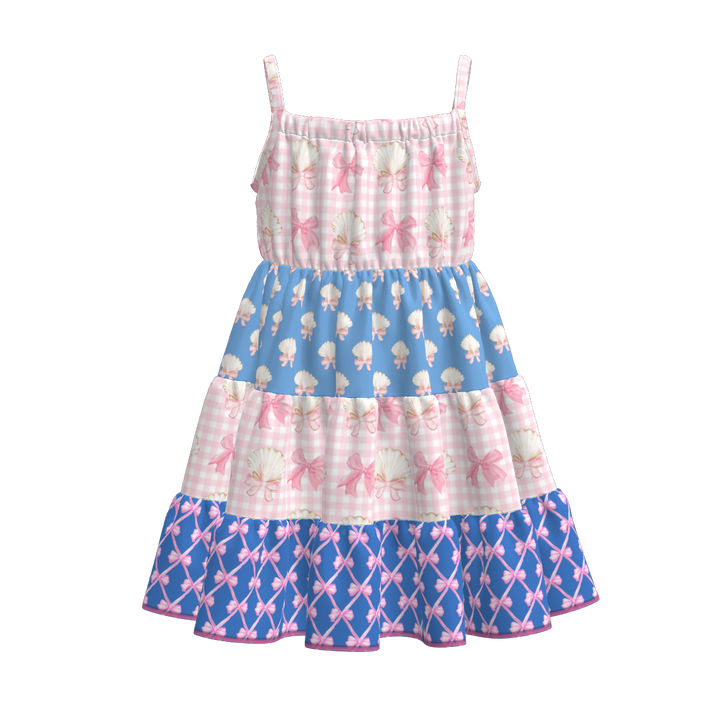 Girls Floral Paneled suspender dress