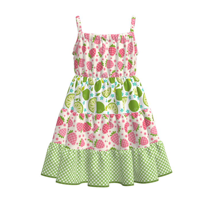 Girls Floral Paneled suspender dress