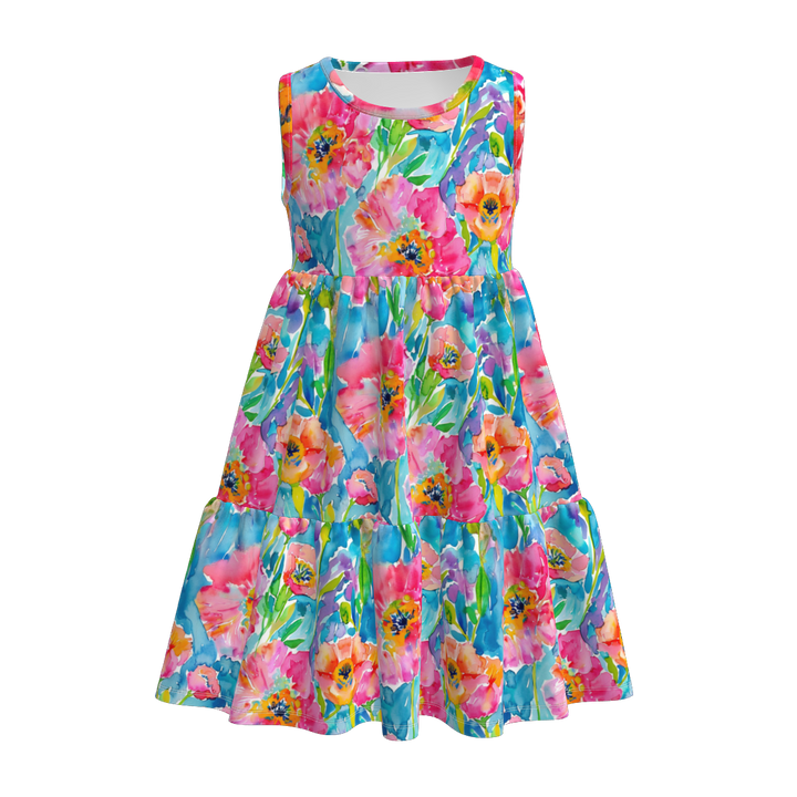 Girls floral Splicing sundress