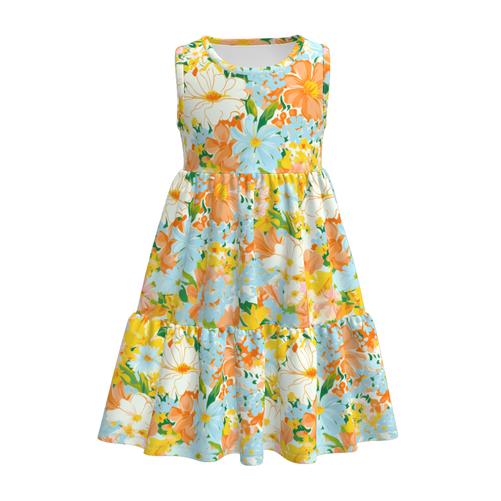 Girls floral Splicing sundress