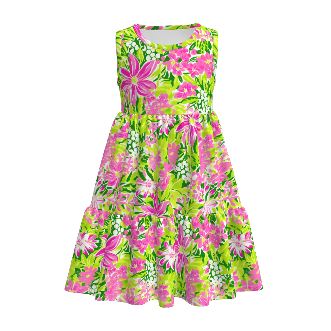 Girls floral Splicing sundress