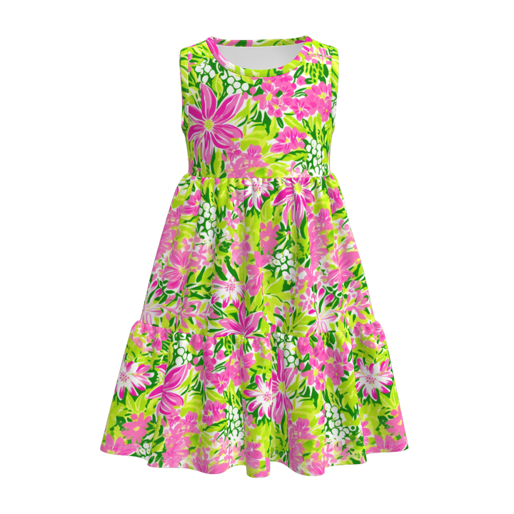 Girls floral Splicing sundress