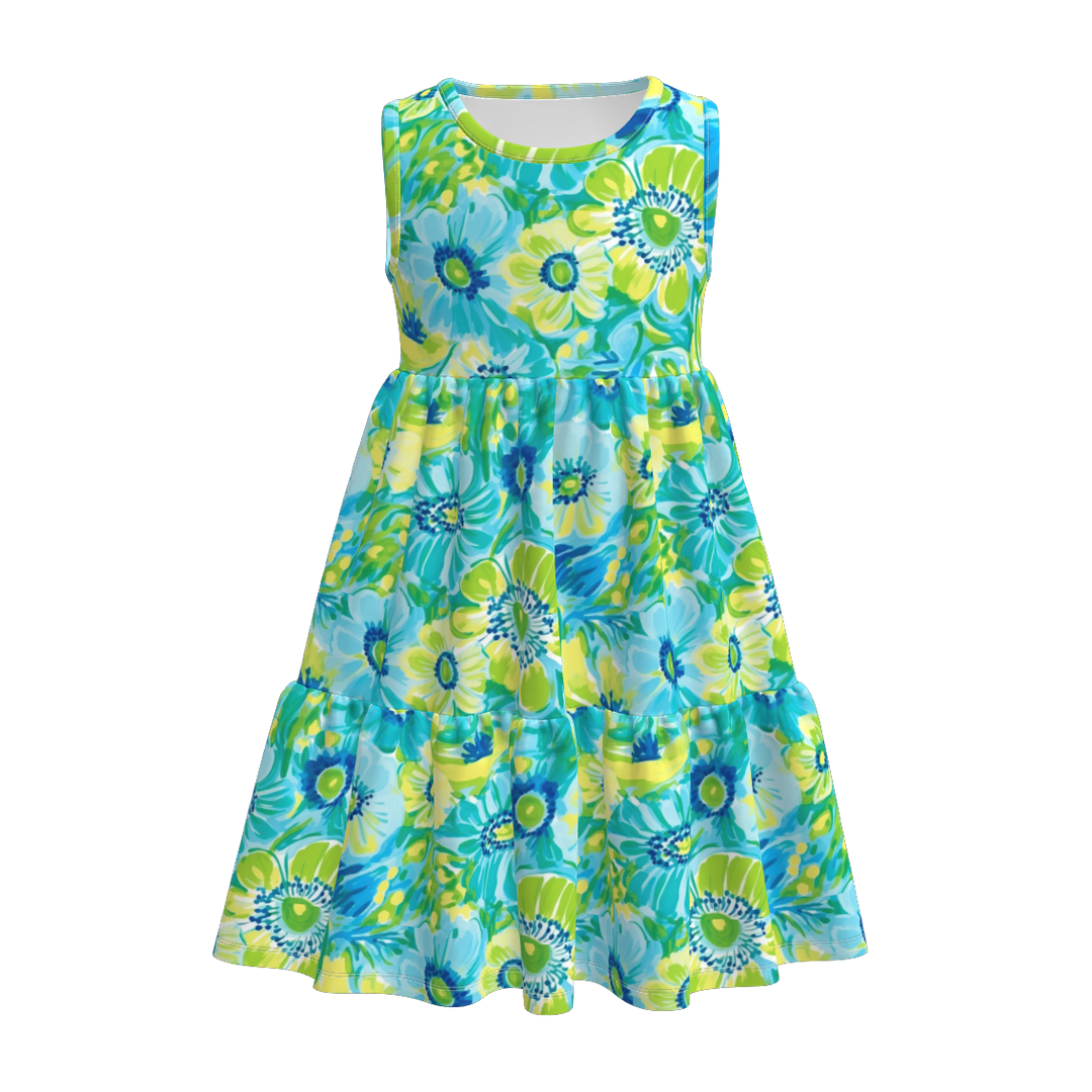 Girls floral Splicing sundress